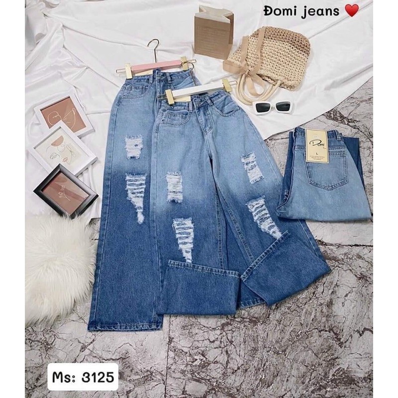 Quần jean ống rộng loang cào rách 3181, kèm ảnh thật | BigBuy360 - bigbuy360.vn