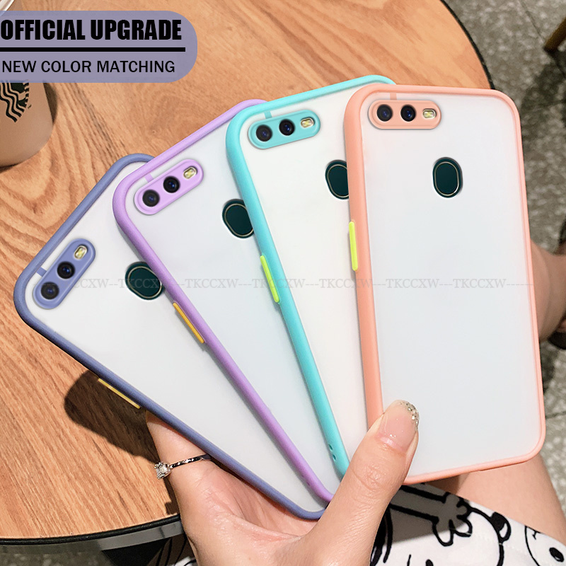 Ốp Điện Thoại Nhựa Cứng Trong Suốt Màu Kẹo Trơn Bảo Vệ Camera Cho OPPO A12 A12e A5S A7 AX7 AX5S A3S A5 AX5 F9 Pro