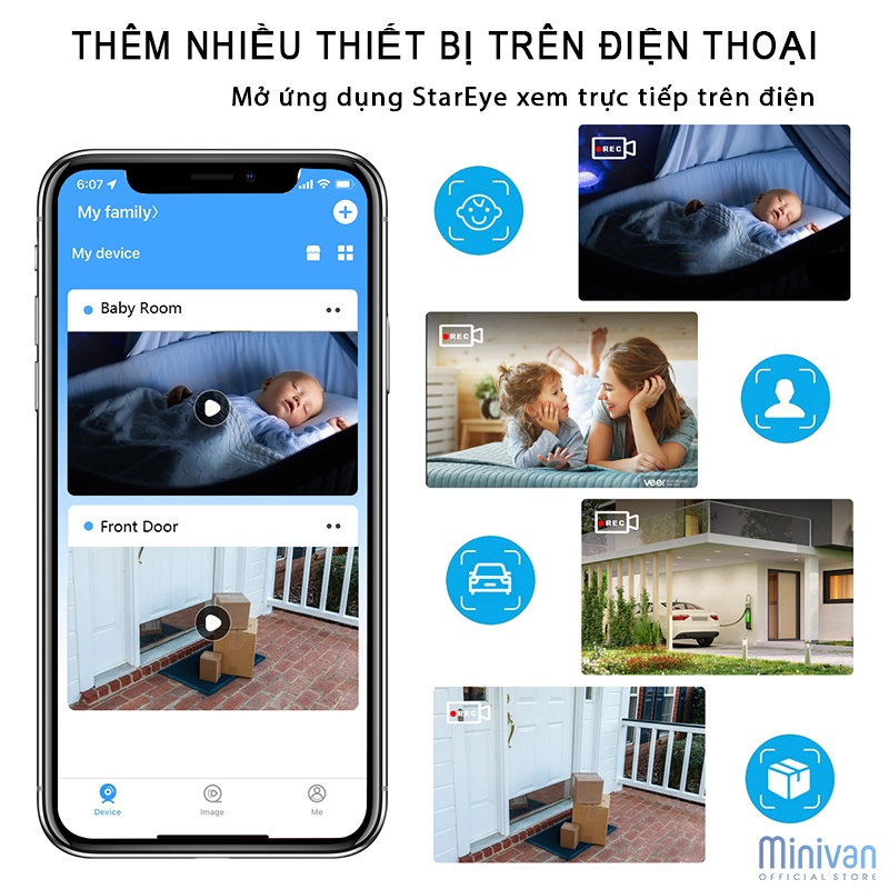 Camera 4G FHD 4.0Mp dùng sim ngoài trời chống nước không dây mini kết nối điện thoại giám sát hành trình Minivan C3V