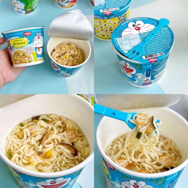 Mì Ly Nissin Doraemon 6 Ly Vị Gà Bắp, Rong Biển, Cua, Gà Nấm, Heo