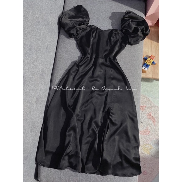 Đầm maxi xoè xẻ tà tay phồng xẻ tà TK867