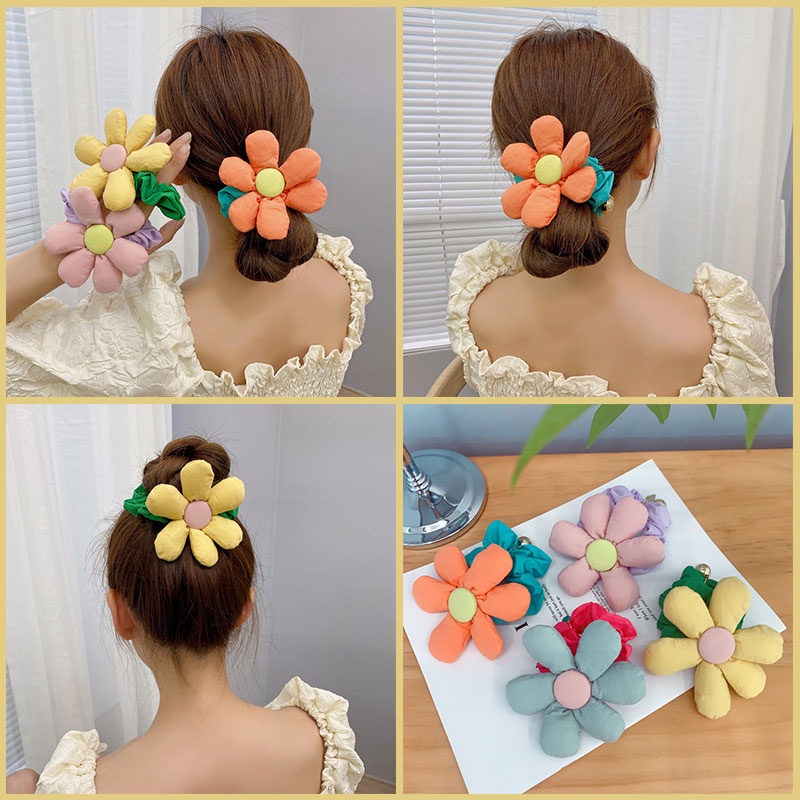 Dây buộc tóc hình hoa ngọt ngào dễ thương phong cách Hàn Quốc