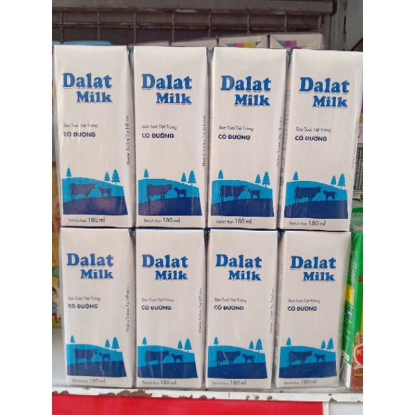 Combo 2 lốc sữa tươi DaLat Milk 180ml có đường