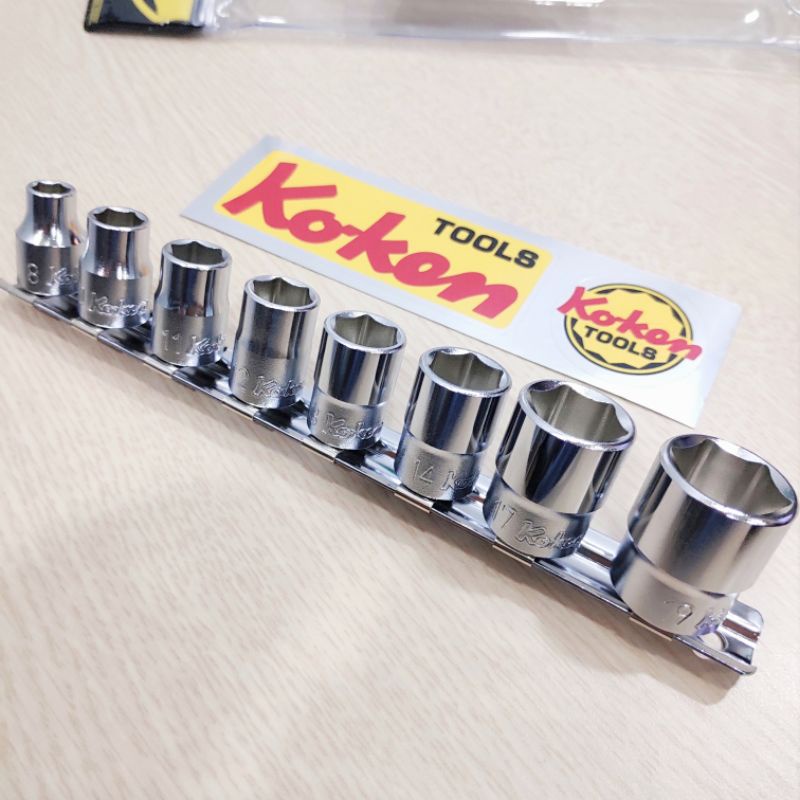 Bộ tuýp khẩu 3/8 ngắn Koken Nhật RS3400M/8 gồm 8 cỡ từ 8-19mm - Made in Japan