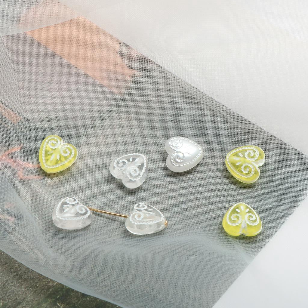 Set 10 Hạt Xỏ Lỗ Hình Trái Tim Nhiều Màu Sắc 11mm Dùng Để Làm Đồ Trang Sức Thủ Công