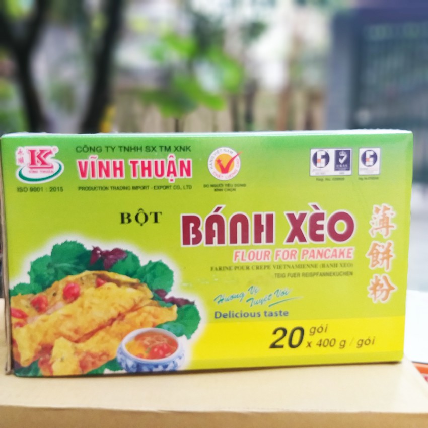 Bán Sỉ 1 Thùng Bột Vĩnh Thuận: Bột Bánh Bò, Bánh Xèo, Há Cảo, Bột Lọc Thùng 20 Gói x 400g/gói