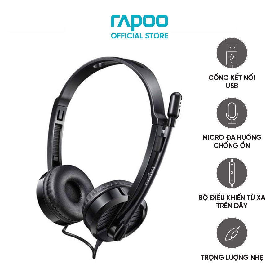 Tai nghe chụp tai Onear Rapoo H120 USB Stereo - chuyên dùng cho học trực tuyến, online, sales online,CSKH | BigBuy360 - bigbuy360.vn