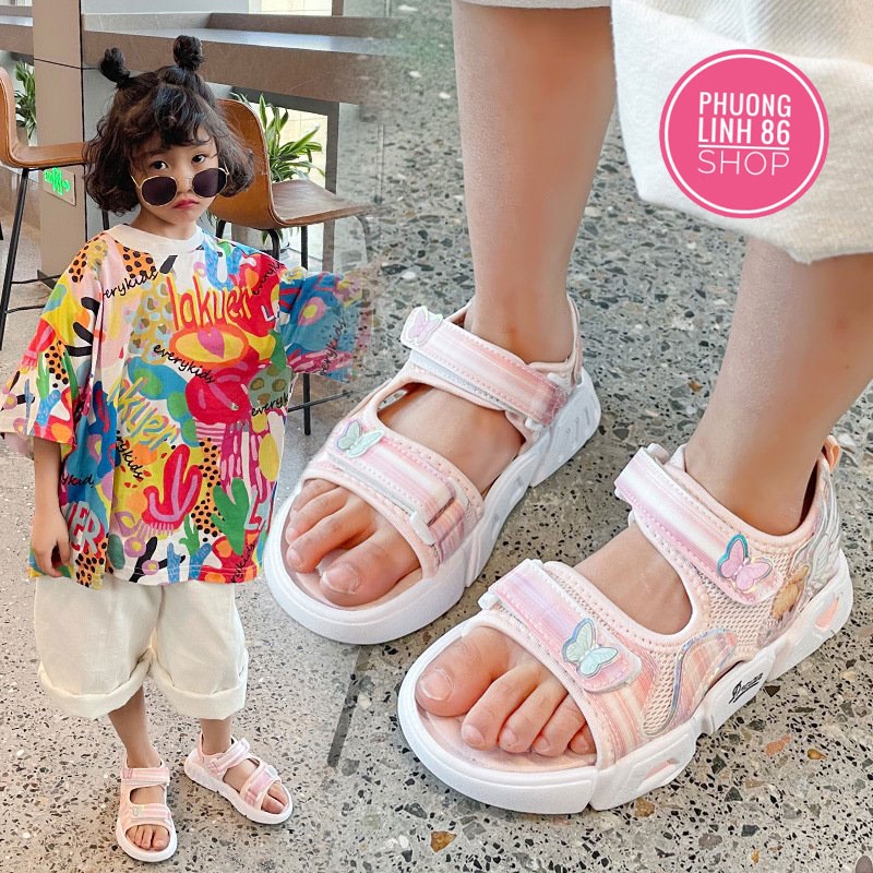 Dép Sandal Trẻ Em Bé Gái Từ 2 Đến 7 Tuổi Quai Ngang Đế Êm Siêu Nhẹ Họa Tiết Công Chúa Đáng Yêu Shop E70 (A02)