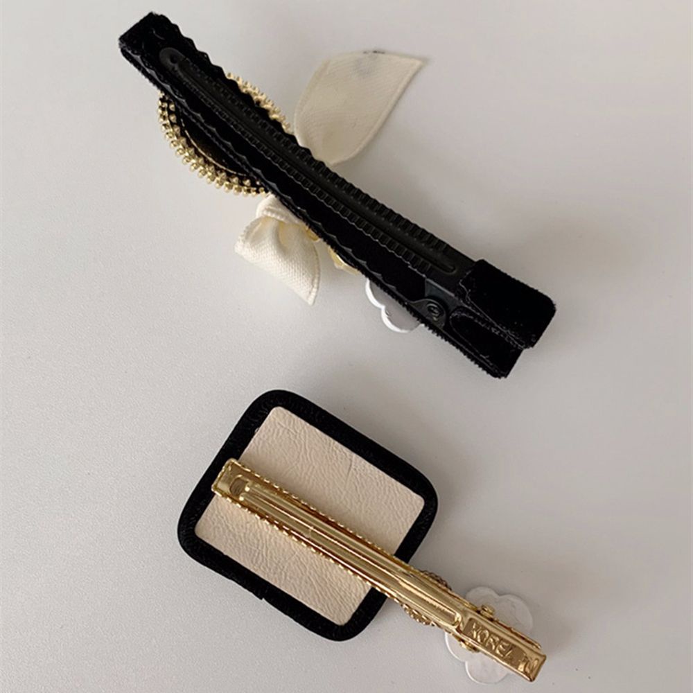 Kẹp tóc da PU trang trí hoa trà đính hạt ngọc trai nhân tạo phong cách Hàn Quốc cổ điển thời trang dành cho nữ