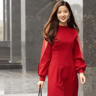 Đầm xoè tay phồng phối lưới cực xinh