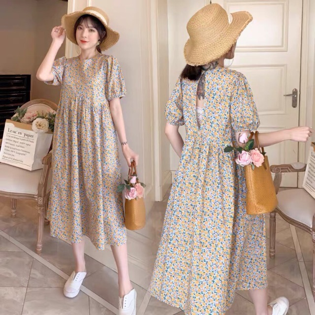 🤰Đầm bầu, váy bầu hoa nhí 🌸hàng quảng châu(sẵn hàng giao ngay)