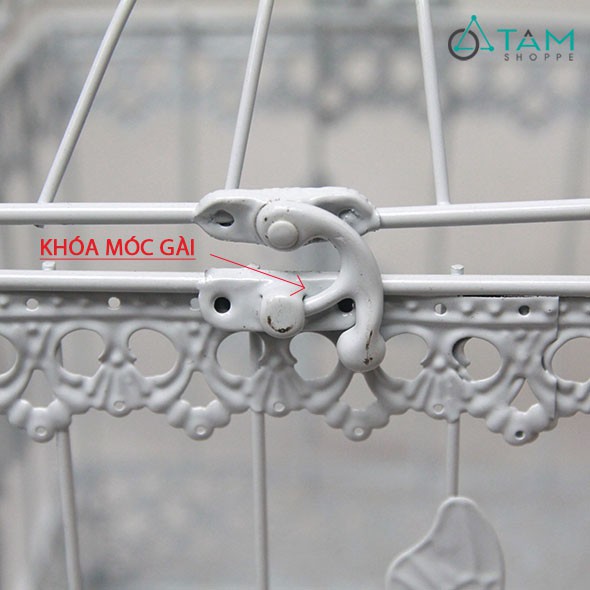 Lồng chim sắt vuông trắng họa tiết bướm H-LCHS-07