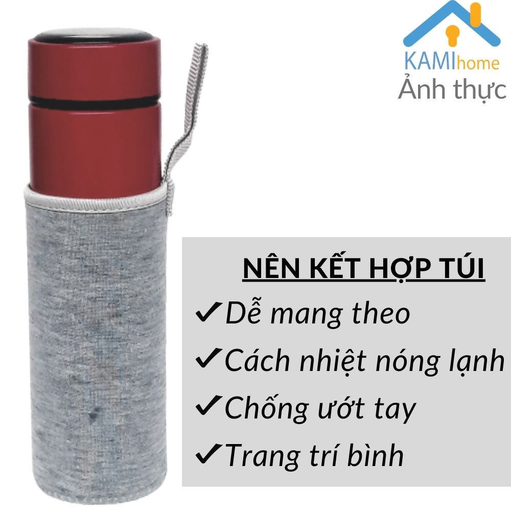 Bình nước giữ nhiệt lạnh và nóng hiện nhiệt độ cỡ 450ml inox 3 lớp mã 22014