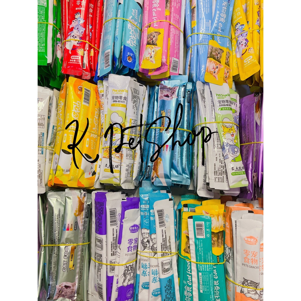 Súp thưởng mèo - Combo 10 thanh súp thưởng mix vị ngẫu nhiên với hơn 15 vị súp  Súp thưởng mèo thanh 15gram