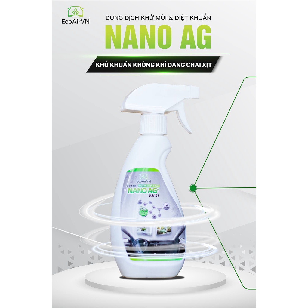 Chai xịt làm sạch không khí - khử mùi khử khuẩn Nano Ag- 300 ml - EcoAirVn- LifetechStore