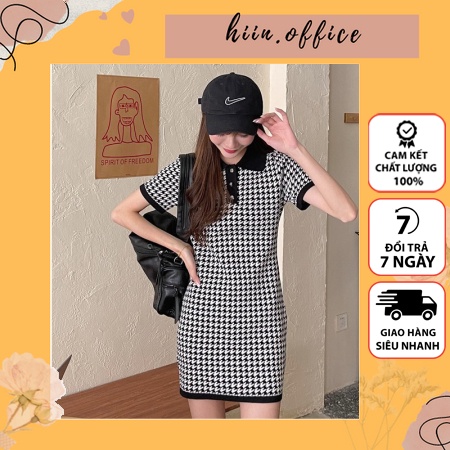 Đầm Polo Nữ Dáng Ôm, Polo kẻ sọc Váy Ngắn Dáng Chữ A, Đầm Polo Hoạ Tiết Basic