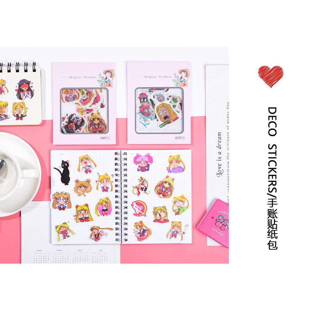 40 pcs/set New Arrival Sailor Moon Non-Repeated Washi Paper Stickers Scrapbooking Stationery Diary Sticker