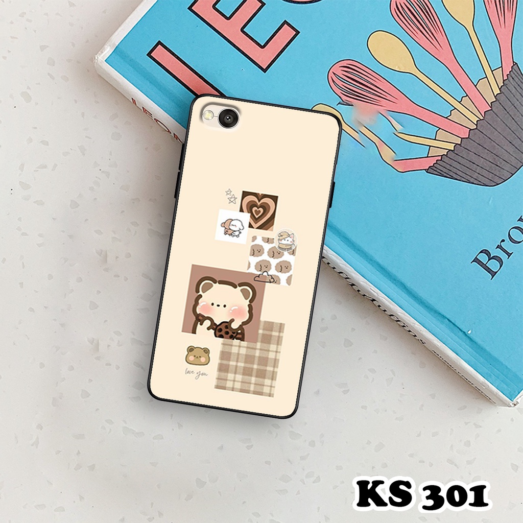 Ốp lưng Xiaomi Redmi 4 - Redmi 4A - Redmi 4X -  Ốp in hình gấu &amp; thỏ đang yêu - lưng nhám viền TPU cao cấp
