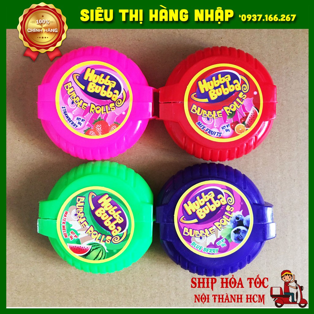 [4 vị] Kẹo Gum cuộn Hubba Bubble Rolls Thái Lan 56g
