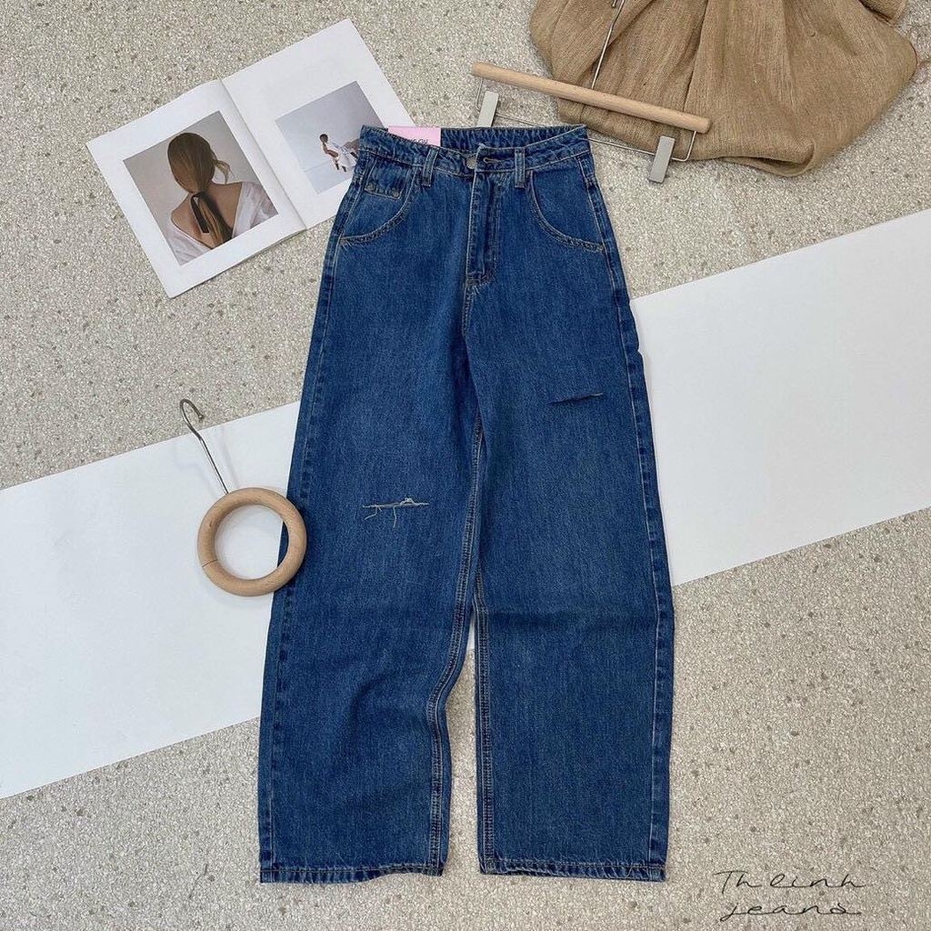 Quần bò xuông rách 2 bên - Kèm ảnh thật chụp tại shop