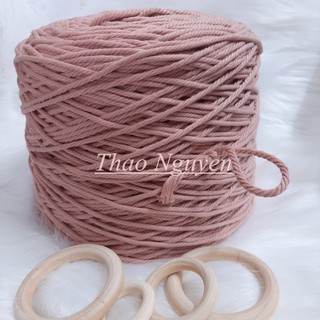 Dây thừng se macrame màu hồng vỏ đậu . 3mm và 5mm