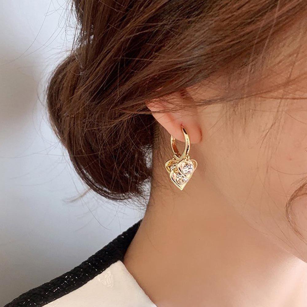 Bông Tai Dáng Dài Hình Trái Tim Thời Trang Cho Nữ