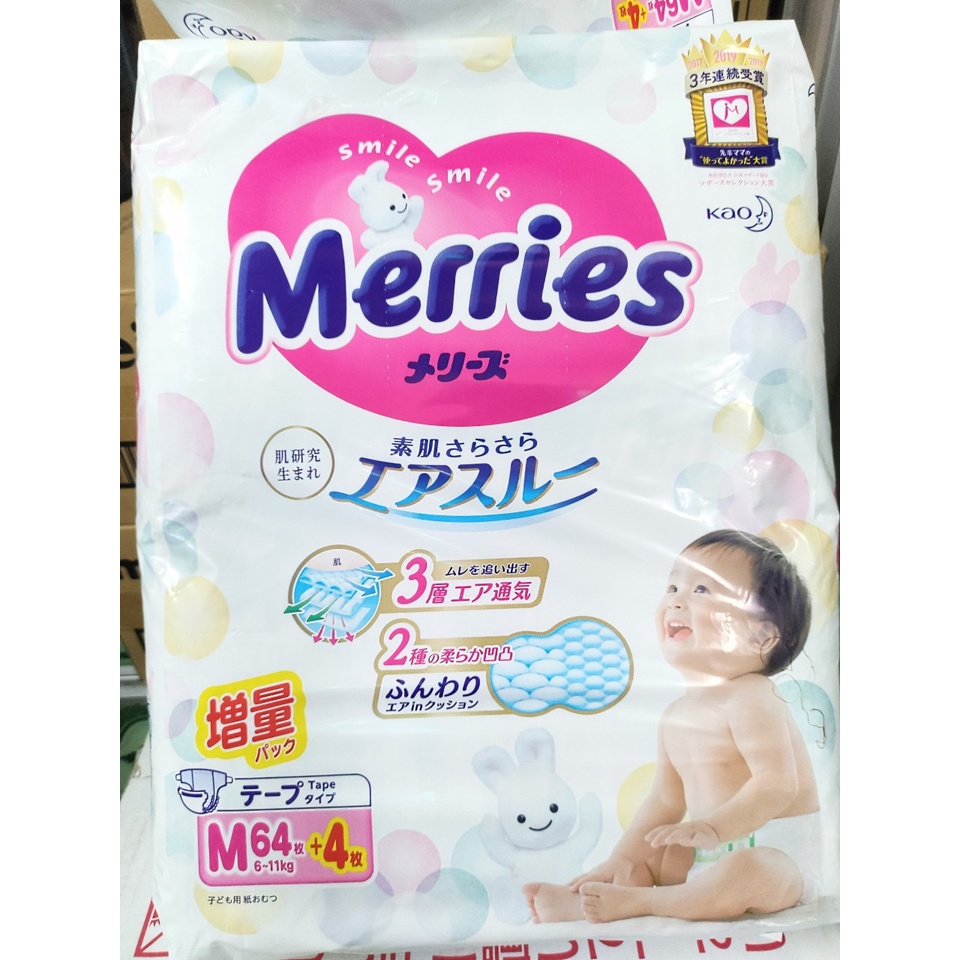 [CỘNG MIẾNG] Tả Bỉm Dán / Quần Merries Nội Địa Nhật Size NB90+6/S82+6/M64+4/L58+4/L44+6/M58+6/L44+6/XL38+6/XXL26+2