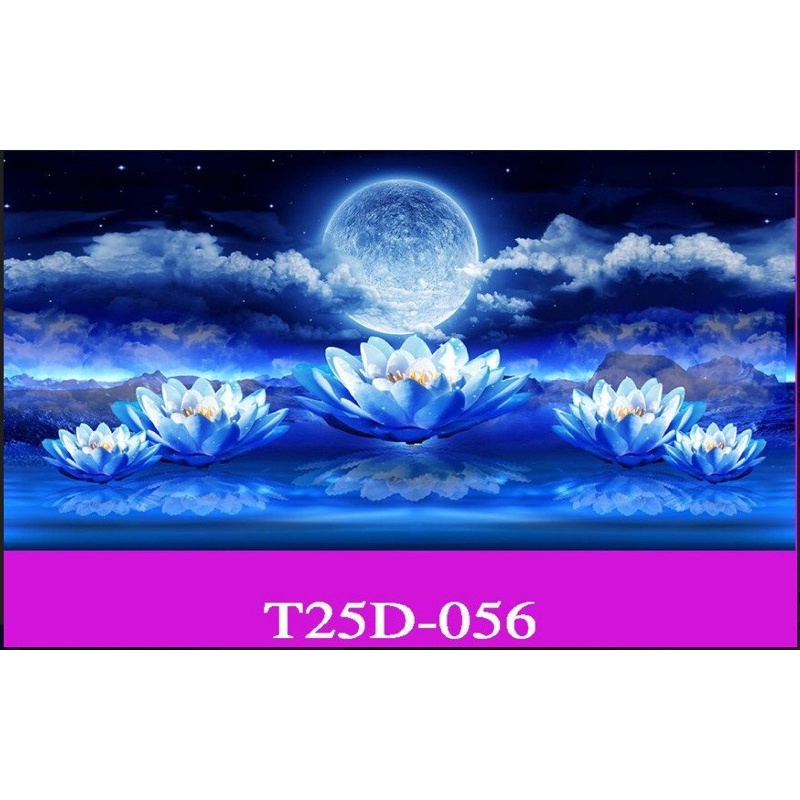 Tranh 3D hồ cá thuỷ sinh bán cạn - Chủ đề Ánh Trăng part 2