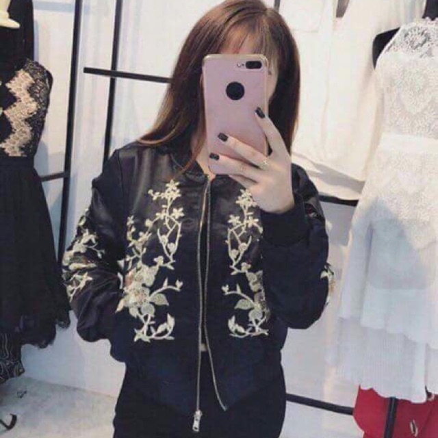 Bomber thêu hoa siêu đẹp