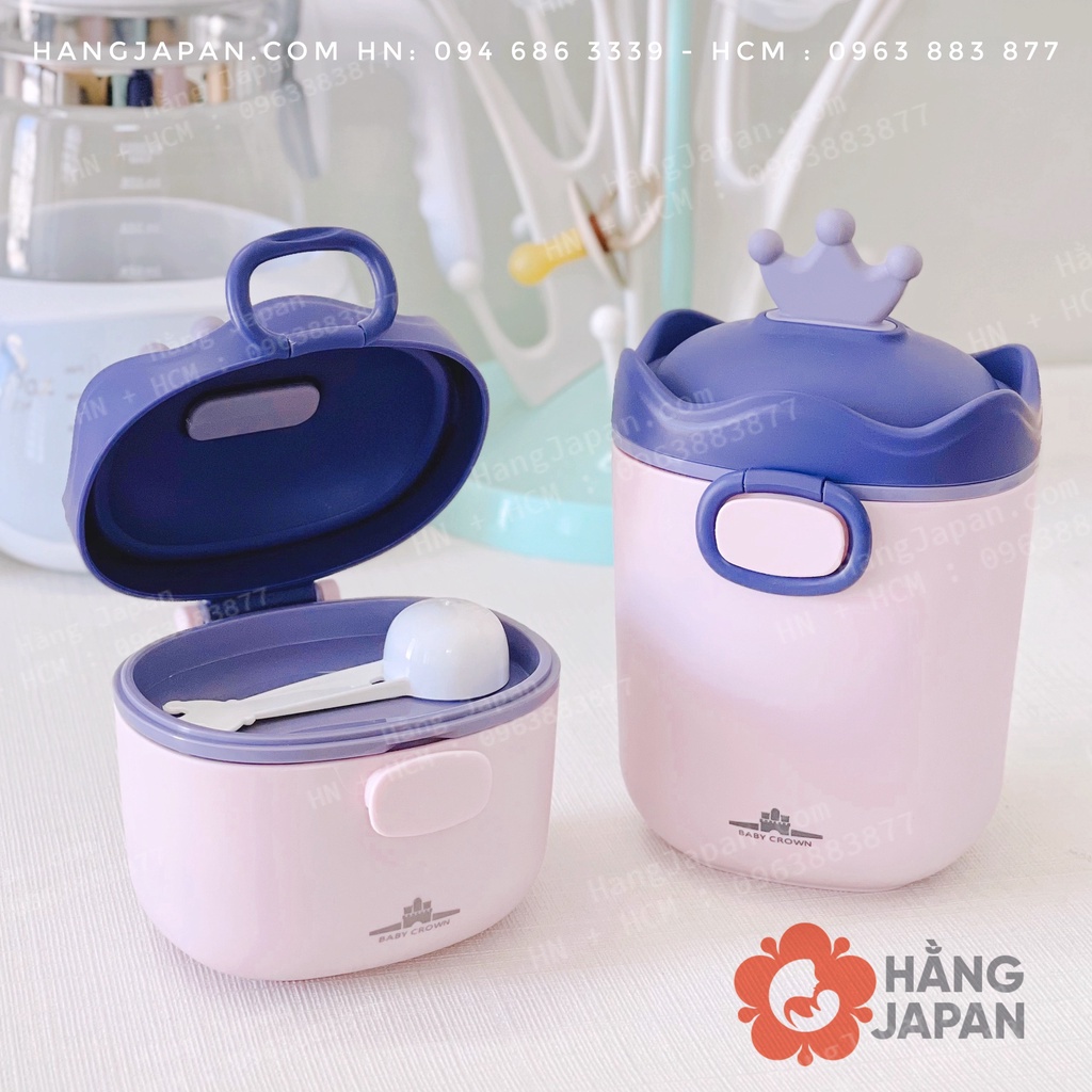 Hộp trữ sữa, đựng sữa cho bé hình vương miện 230g/430g có kèm thìa đong tiện lợi