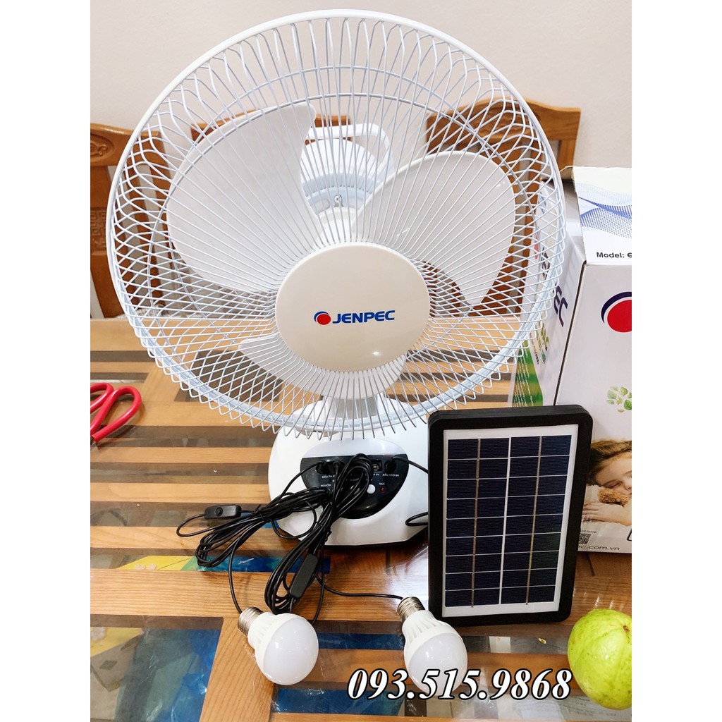 Quạt Sạc Tích Điện Năng Lượng Mặt Trời Hoặc Sạc Điện 220V - Có Đèn LED & USB | BigBuy360 - bigbuy360.vn