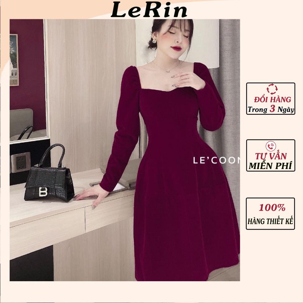 Váy Nhung Đỏ Cao Cấp Đầm Nữ Thiết Kế Chân Váy Chữ A Dành Cho Mùa Đông_LeRin V27