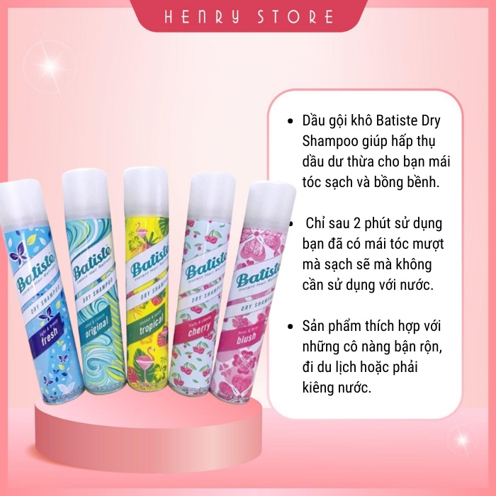 Dầu Gội Khô Dry Shampoo Batiste 200ML