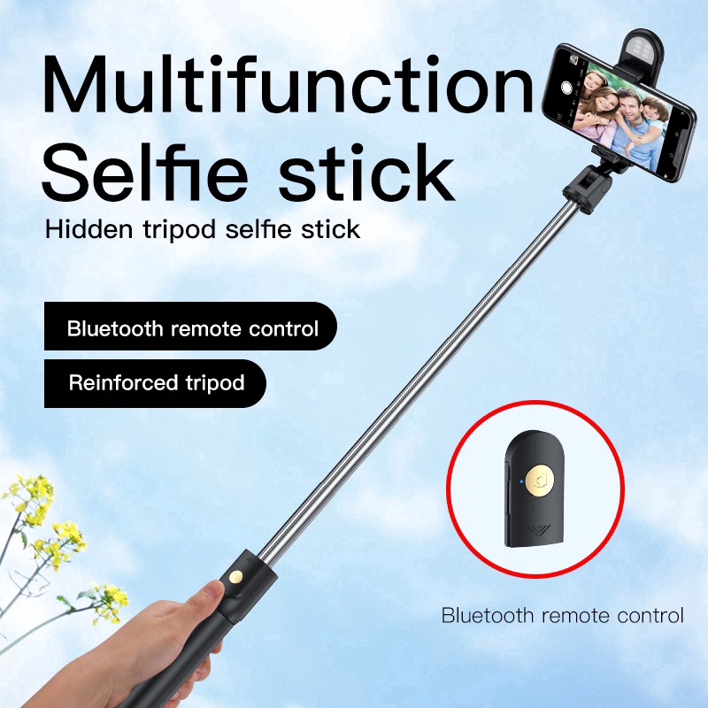 Gậy chụp ảnh Selfie Bluetooth mở rộng 360 ° có đèn trợ sáng cho điện thoại Huawei và Apple chất lượng cao