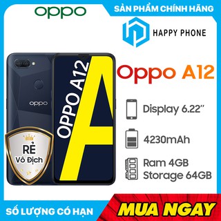 Điện thoại Oppo A12 Bộ nhớ trong 64GB | Hàng chính hãng, Nguyên Seal, Mới 100% | Bảo hành chính hãng 12 tháng