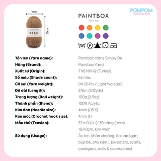 Len sợi Acrylic Paintbox Yarns Simply DK (Tông màu đất)