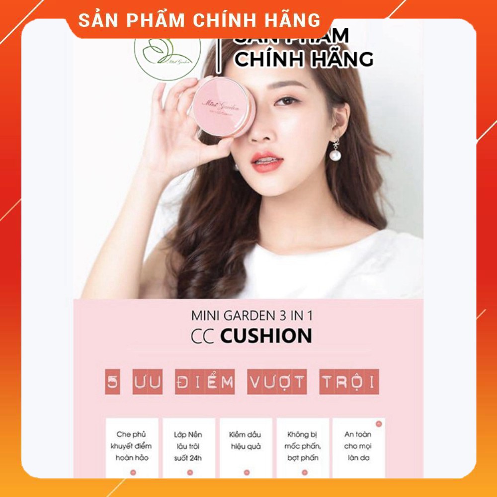 [HÀNG CHÍNH HÃNG] Phấn Nước Mini Garden 3 In 1 CC Cushion SPF 40+ PA+++ ( 1 lõi x 12g) PV991