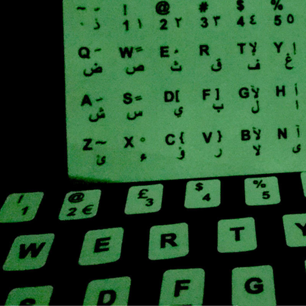 Miếng dán bảo vệ bàn phím máy tính Laptop màu dạ quang in chữ tiếng anh Nga