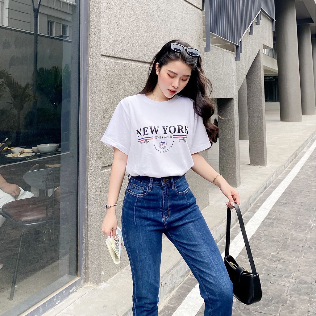 QUẦN JEANS BAGGY XẺ GIỮA ZAREEN JEA113 XANH ĐẬM