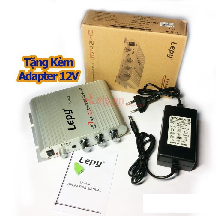 BỘ AMPLY MINI 12v LEPY LP-838 TẶNG KÈM NGUỒN