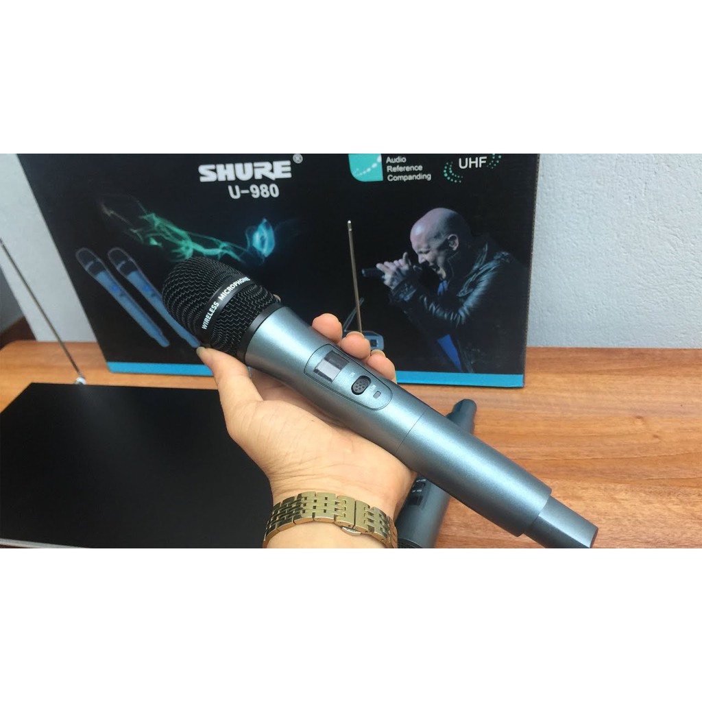 (Giá Sốc) Micro karaoke không dây SHURE U980 hộp nhôm sang trọng