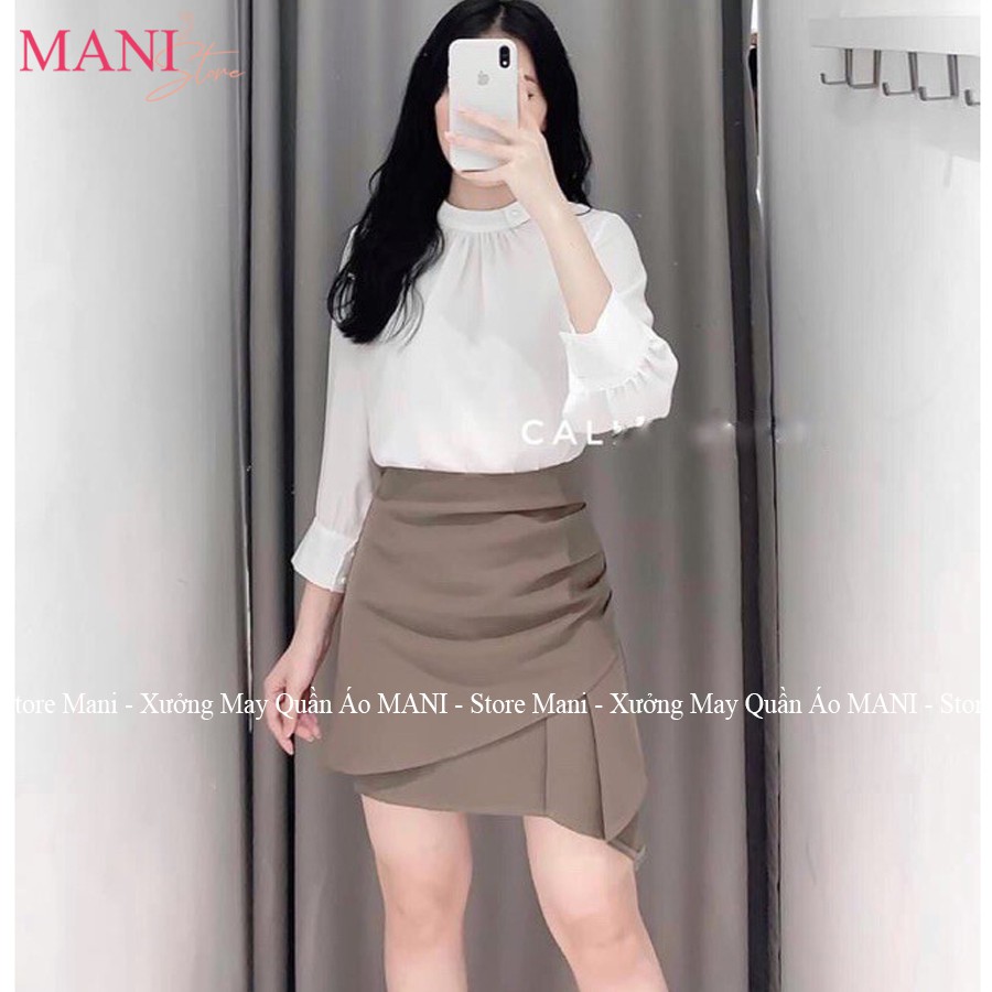 Chân váy a cách điệu bên hông cạp cao khoá sườn chất vải tuyết mưa màu đen nâu cực tôn dáng | BigBuy360 - bigbuy360.vn