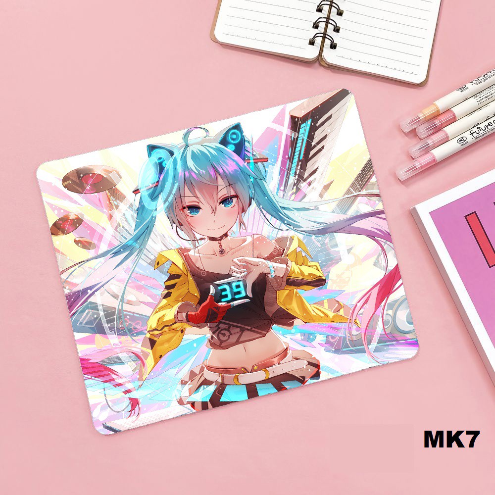 Lót chuột- Hatsune Miku- khổ 21x24x3 bo viền