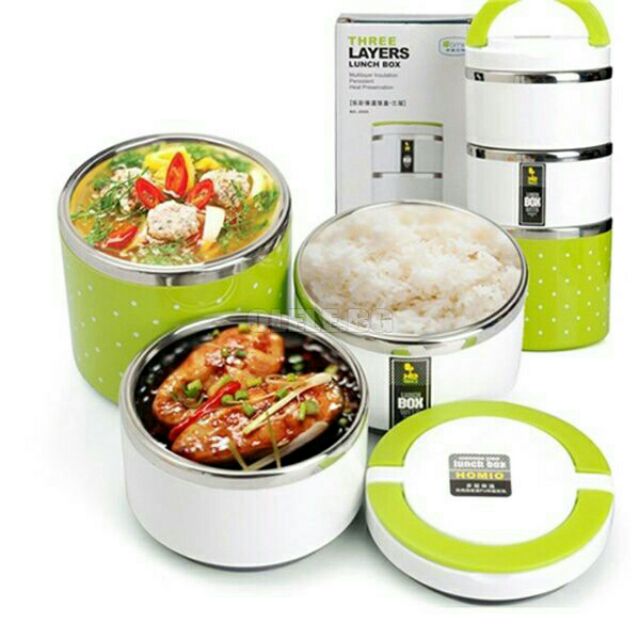 cặp lồng 3 tầng ruột inox chấm bi