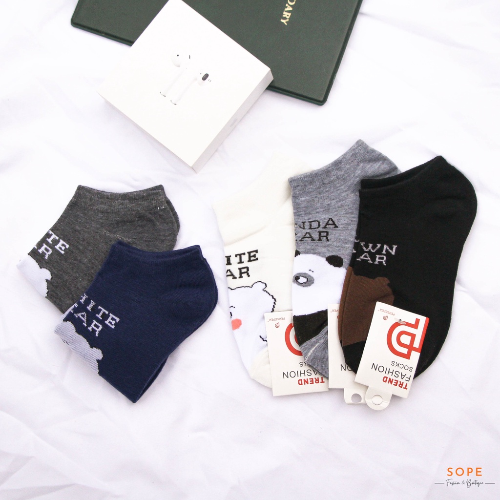 Tất vớ cổ ngắn nam nữ họa tiết hình gấu dễ thương - Sope Shop