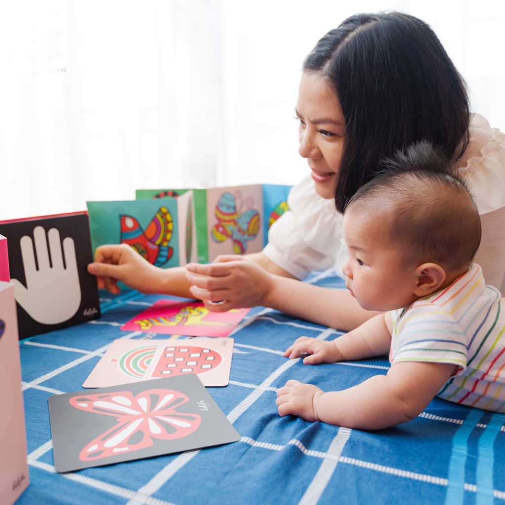 Set 3 bộ thẻ kích thích thị giác cho bé sơ sinh dạng zigzag &amp; flashcard Lalala baby (tổng 24 thẻ)