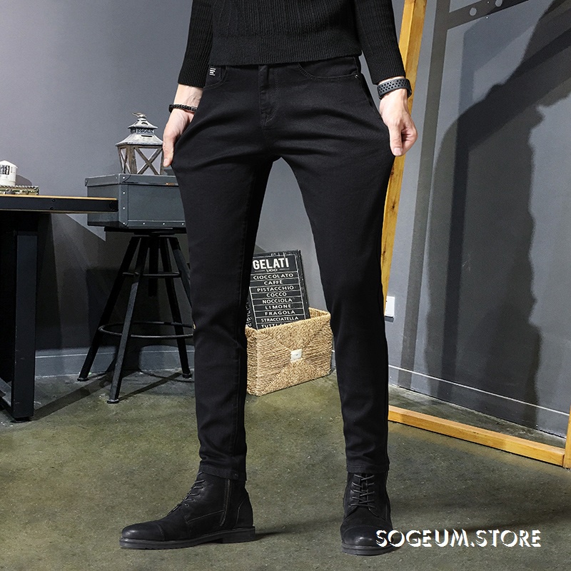 Quần Jeans nam co giãn nhiều, quần bò đen dáng trơn và ôm co giãn 4 chiều chất vải cao cấp Sogeum Shop | BigBuy360 - bigbuy360.vn