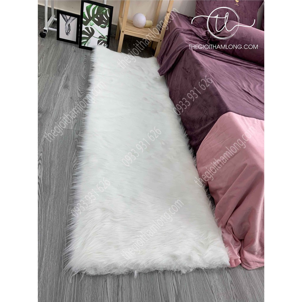 Thảm Lông Trang Trí Phòng Ngủ - Thảm Lông Decor - Chất Lông Tơ Nhiễn Size 50x1m6