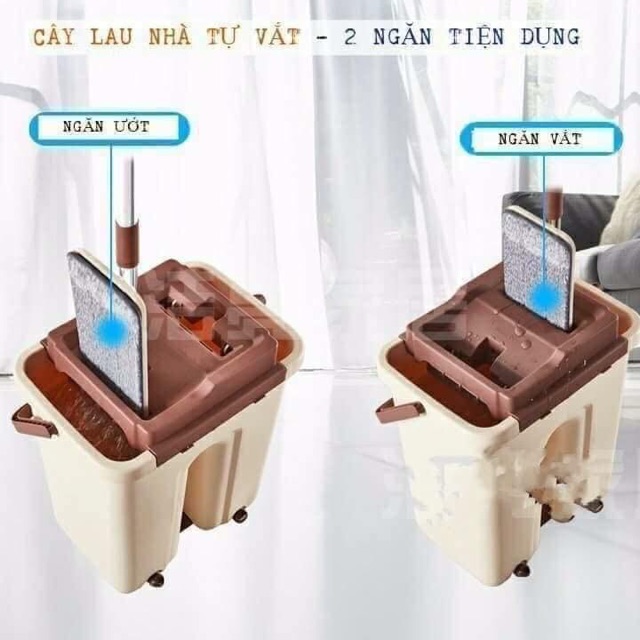 BỘ CÂY LAU NHÀ TỰ VẮT KÈM THÙNG TẶNG KÈM MIẾNG BÔNG LAU