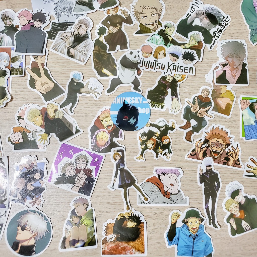 Combo 100 sticker Anime Jujutsu Kaisen - Chú thuật hồi chiến không thấm nước dán laptop, vali, mũ bảo hiểm,..